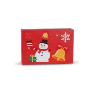 Custom Logo Printed Red Snowman Folding Card Paper Gift Box For Christmas Holiday Season Gifting