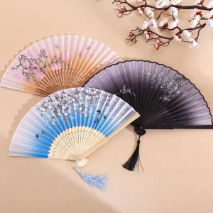 Custom Logo Printing Large Rave Festivals Bamboo Folding Hand Fan Factory Handheld Party Decorations