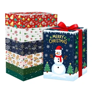 Custom Logo Xmas Holiday Gift Wrap Boxes Folding Christmas Gift Boxes with Lids for Presents