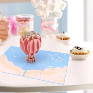 Custom Luxury Bulk Happy Birthday Popup Cards 3d Hot Air Balloon Pop Up Happy Birthday Invitation Greeting Card