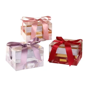 Custom Luxury Cardboard Transparent Acrylic Holiday Wedding Gift Box Candy Packaging Box with Ribbon