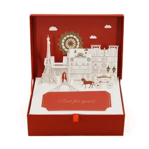 Custom Luxury Christmas Eve 3D Pop Up Tree Hamper Box Christmas Themed Ornament Storage Box For Apple Chocolate Cookie Cake Gift