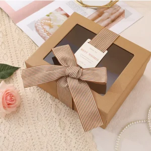 Custom Luxury Wedding Birthday Gift Packaging Box Lid And Bottom Cardboard Paper Box With Window