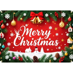 Custom Merry Christmas Happy New Year Banner Christmas Red Gold Banner Happy New Year Backdrop Party Decorations