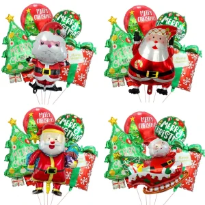 Custom Merry Christmas Tree and Santa Claus Foil Inflatable Balloon Set
