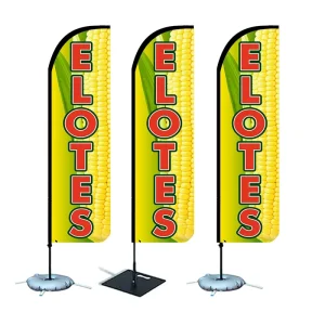 Custom Mexican Elotes Feather Flag 130G Knitting Double-Sided Advertising for Farmers Market Knife Feather Banner