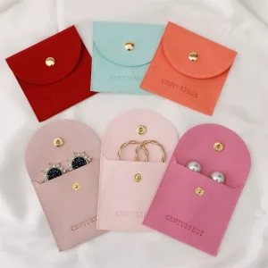 Custom Microfiber Jewelry Pouch Bag With Logo Jewelry Pouches Velvet Bracelet Earring Pouch With Logo Customized