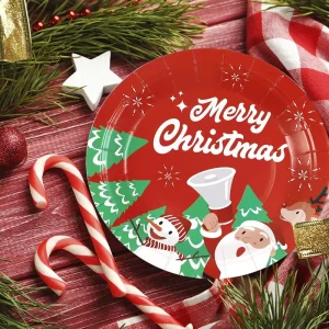 Custom Modern Style Disposable Tableware Set Environment-Friendly Christmas New Year Parties Dinner Use Paper Plates