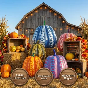 Custom Multi Color Fiberglass Resin Polkadot Pumpkin Sculpture Statue Prop Outdoor Farm Garden Park Holiday Decoration Project