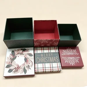 Custom Nesting Two Piece Rigid Gift Box Set Luxury Christmas Holiday Paper Packaging Box Custom Logo