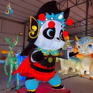 Custom Outdoor Chinese Opera Panda Animal Lantern Waterproof Rust-proof Lantern Festival for Chinatown Decoration