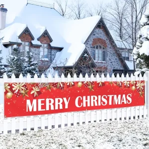 Custom Outdoor Decor Christmas Banners Double Sided Holiday Yard Banner for Festival Celebration