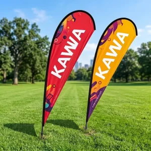 Custom Outdoor Double-Sided Pennant Advertising Feather Flag Windproof Fiberglass Teardrop Flying Banner Beach Base