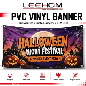 Custom Outdoor Durable Waterproof HD Print PVC Vinyl Banner for Halloween Night Festival Outdoor Event Barrier Display