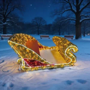 Custom Outdoor Giant 3D LED Santa Sleigh Motif Light IP65 Waterproof Landscape Christmas New Year’s Holiday Decor Rechargeable