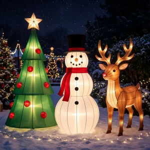 Custom Outdoor LED Motif Lights Waterproof Iron Christmas Tree Decoration for Holiday