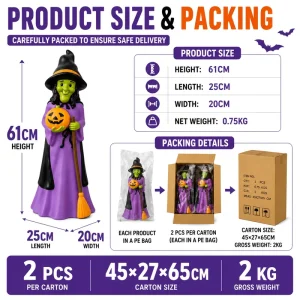 Custom PP Smooth Surface Halloween Witch Lawn Ornament Outdoor Yard Decor Light Waterproof NEW ARRIVAL