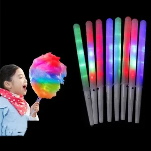 Custom Packing 8 Patterns Colorful LED Flashing Glow Sticks for Cotton Candy Maker Event Decorations
