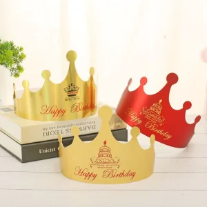 Custom Paper Crown Hats Party Supplies Design Happy Birthday Cake Hat With Your Logo