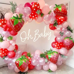 Custom Party Balloons Pink Cat Strawberry Theme Balloon Set Birthday Wedding Balloon Decorations Party Supplies