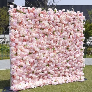 Custom Pink Artificial Flower Wall Detachable Wedding Backdrop Decoration for Outdoor Event Ceremony