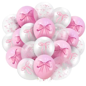 Custom Pink Bow Advertising Logo 12 Inch Latex Balloons Girl Print Personalized Clear Balloon Birthday Party Event Decor