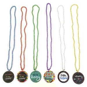 Custom Plastic Medallion Bead Necklace for Happy Birthday