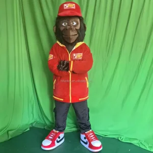 Custom Plush Gorilla Mascot Costume Monkey Adult Walking Orangutan with Printed Jacket Hat Shoes for Business Advertising