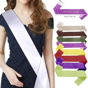 Custom Print 9.5*160cm Satin Ribbon Blank Badge Ribbon Sash With Customizable Text in Stock