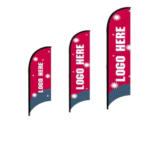 Custom Printed Business Outdoor Pennant Feather Flags with Fiberglass Pole for Promotional Events Beach Use Golf Cars & Bikes