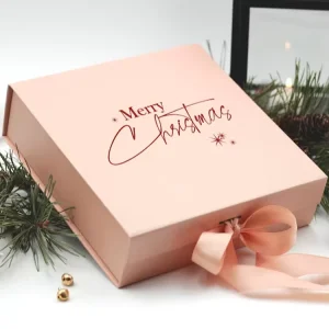 Custom Printed Christmas Present Box with Ribbon Luxury Folding Box Shaped Box Cardboard Rigid Merry Christmas Gift Box