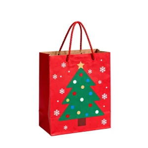 Custom Printed Christmas Theme Paper Shopping Bag with Handle Gift Packaging OEM ODM