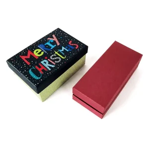 Custom Printed Christmas Two Piece Rigid Paper Gift Box with Separate Lid for Chocolate Truffle Packaging
