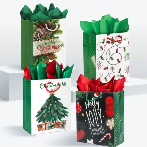 Custom Printed Colorful Cardboard Paperboard Gift Bags for Holiday Gift Wrap Packaging