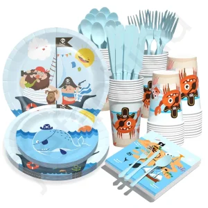 Custom Printed Compostable Colorful Party Tableware Set Cake Plates Disposable Paper Plates for Party