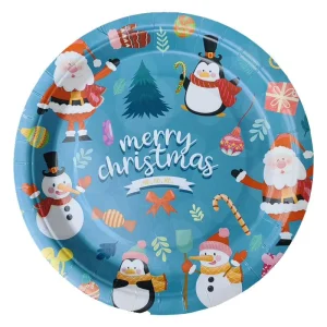 Custom Printed Disposable Christmas Paper Plates Paper Cups Napkins Christmas Tableware Decor Set Cartoon Holiday Party Supplies