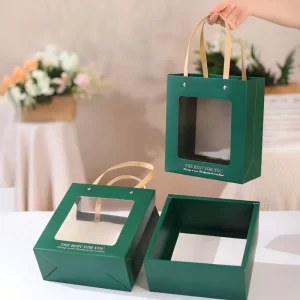 Custom Printed Disposable Gift Bag Transparent Window Handle and Drawer Box Empty Packaging for Birthday Holiday Gift