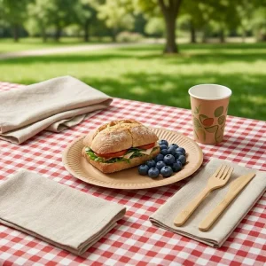 Custom Printed Disposable Paper Plates Eco Friendly Biodegradable Tableware Sets for Wedding Party Food Safe Dinner Plates