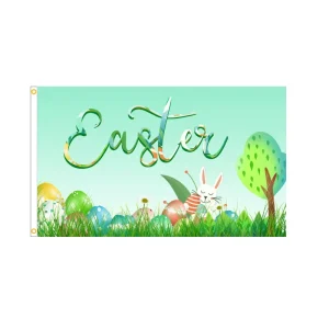 Custom Printed Easter Party Decoration Banner Fiberglass Flagpole Hanging Banner Flag Decorations