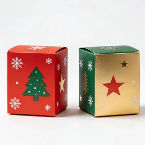 Custom Printed Eco Friendly Recyclable Rigid Carton Christmas Gift Box Festive Paper Box Christmas Tree Snowflake Design Holiday