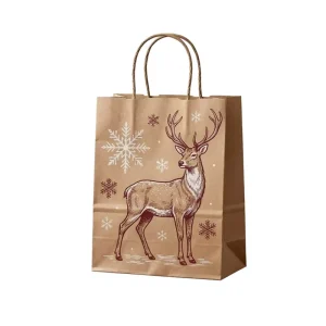 Custom Printed Festive Christmas Kraft Bags Twisted Handles Eco Friendly Biodegradable for Retail Holiday Gift Packaging
