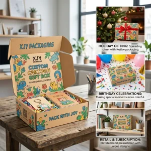 Custom Printed Kraft Paper Box with Cartoon Design Colorful Packaging for Kids Gifts or Retail