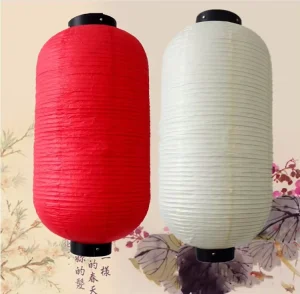Custom Printed Red White Japanese Lanterns Style Outdoor Hanging Paper Lanterns Crafts