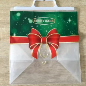 Custom Printed Side Gusset Bag with Hand Length Handle Clear Reusable Waterproof Gift Packaging for Holiday Gifts