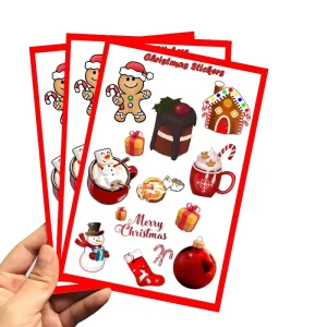 Custom Printing Waterproof PVC Vinyl Christmas Stickers Roll Labels Christmas Stickers Sheet