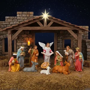 Custom Resin Crafts Life Size Fiberglass Christian Figures Nativity Scenes Religious Themes for Holiday Decoration