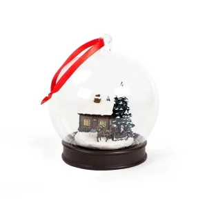Custom Resin Figure Christmas Tree Model Glass Acrylic Globe Ornament Water Snow Globe With Light