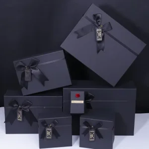 Custom Rigid Lid and Base Gift Box Simple Style Luxury Paper Packaging with Ribbon
