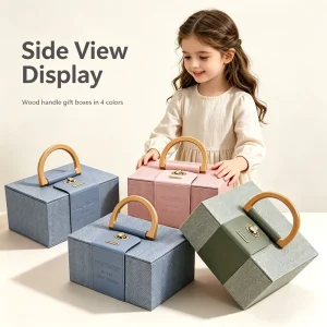 Custom Rigid Portable Paper Gift Box for Wedding Birthday Holiday Presents