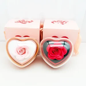 Custom Romantic Cupid’s Arrow Double Heart Rose Jewelry Set Necklace Ring Earrings with Valentine’s Day Gift Box Soap Flower